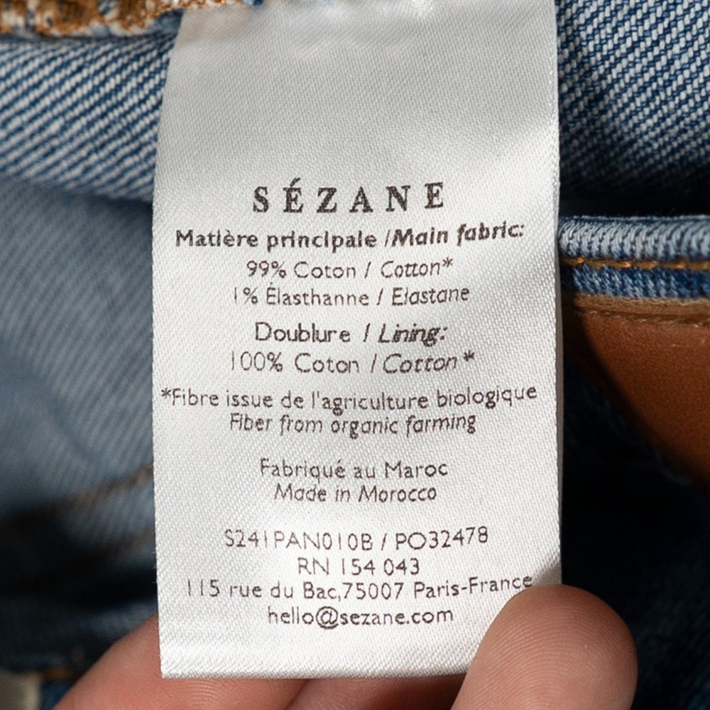 Sezane Womens Denim High Waisted Straight Leg Jeans Blue Size 42 FR/US 10 French image 3